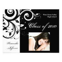 Graduação preta/branca de algum Year~ do redemoinh Convites Personalizado