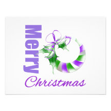 Grinalda lunática do tema roxo do Feliz Natal Convite Personalizados