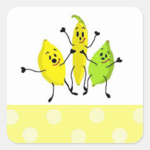 Grupo engraçado da fruta adesivo em forma quadrada