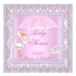 Guarda-chuva cor-de-rosa da menina do chá de frald convite