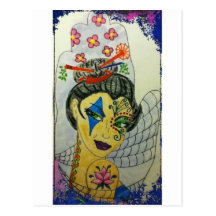 Gueixa Tattooed Funky galão do divertimento Cartao Postal
