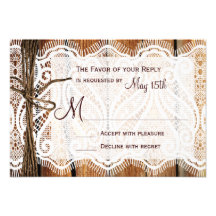 Guita rústica RSVP Wedding de madeira do laço do p Convite Personalizados