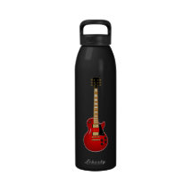 Guitarra elétrica do metal vermelho garrafinhas de água