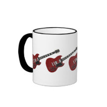 Guitarra vermelhas canecas