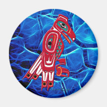 HAIDA EAGLE & ímã nativo da arte do Fractal azul Imãs De Refrigerador