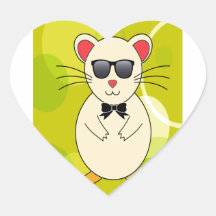 Hamster doce com óculos de sol e arco da fita adesivos em forma de corações