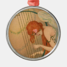 Harpa da flauta dos músicos do anjo do Victorian d Enfeite Para Arvore De Natal