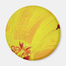 Hibiscus amarelo pintado mão original imãs de refrigerador