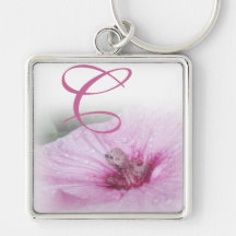 Hibiscus~Monogram cor-de-rosa C Chaveiros
