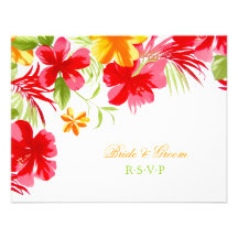 Hibiscus tropical que Wedding o cartão de RSVP Convites Personalizados