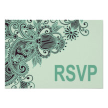 Hortelã asteca de Paisley RSVP Convite Personalizados