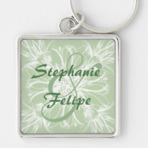 Hortelã verde e casamento branco floral chaveiro