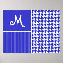 Houndstooth azul & branco poster