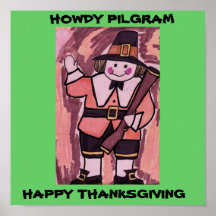HOWDY POSTER DO DIA DA ACÇÃO DE GRAÇAS DE PILGRAM