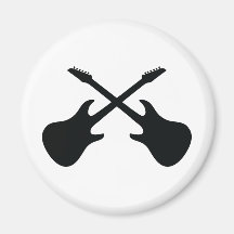 ícone preto da guitarra cruzado imãs de geladeira