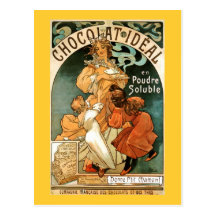 Ideal de Alphonse (Alfons) Mucha Chocolat Cartao Postal