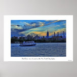 Ideia de East River do por do sol sobre a skyline  Pôsteres