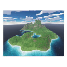Ilha tropical cartoes postais