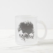 Ilustração preta & branca dos crânios do Grunge Caneca