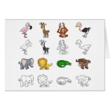Ilustrações do animal do safari dos desenhos anima cartões