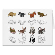 Ilustrações do animal dos desenhos animados cartão