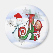 Ímã A do Natal do monograma Imã