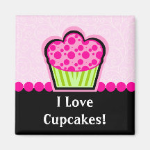 Ímã cor-de-rosa lunático do cupcake imãs de refrigerador