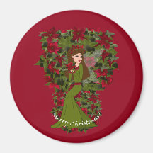 Ímã do país das fadas do Natal da poinsétia Imãs