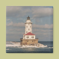 Ímã do quadrado do farol do Lago Michigan imans