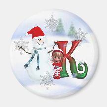 Ímã K do Natal do monograma Imãs