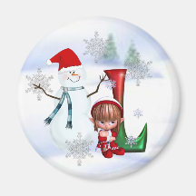 Ímã L do Natal do monograma Imas