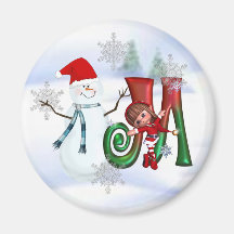 Ímã M do Natal do monograma Imãs De Refrigerador