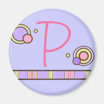 Ímã Monogrammed do ponto & das listras - roxo Ima