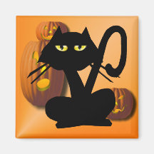 Ímã preto liso do Dia das Bruxas do gatinho Ima