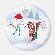 Ímã V do Natal do monograma Imas De Geladeira