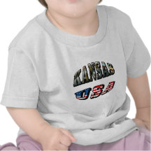 Imagem de Kansas e de bandeira dos EUA pia batisma Tshirts