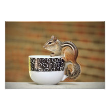 Imagem do Chipmunk com o copo de café de Latte Arte De Fotos