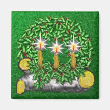 Ímãs do Natal com azevinho e velas Imã