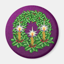 Ímãs do Natal com azevinho e velas Imãs