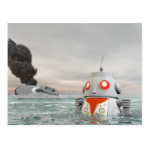Impacto do robô no cartão do mar cartões postais