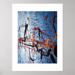 Impressão asiático azul do poster do abstrato da p