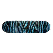 Impressão azul da zebra (brilho do falso que bling skate