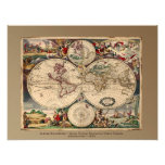 Impressão da arte do mapa de Velho Mundo Impressão Fotográfica