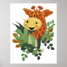 Impressão da arte do safari de selva do girafa