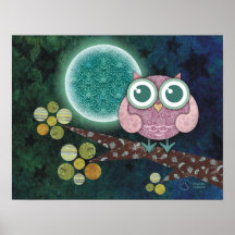 impressão da meia-noite das canvas da coruja