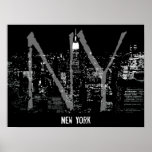 Impressão da noite de New York da arquitectura da 
