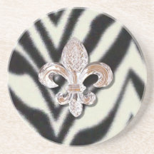 Impressão da zebra de Flor da flor de lis Porta Copos Para Bebidas