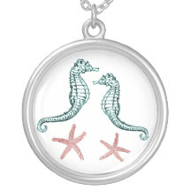IMPRESSÃO DO CAVALO MARINHO DA ESTRELA DO MAR DO V COLAR PERSONALIZADO