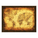 Impressão do mapa de Velho Mundo do vintage dos Ar Foto Artes