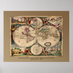 Impressão do poster do mapa de Velho Mundo de Just